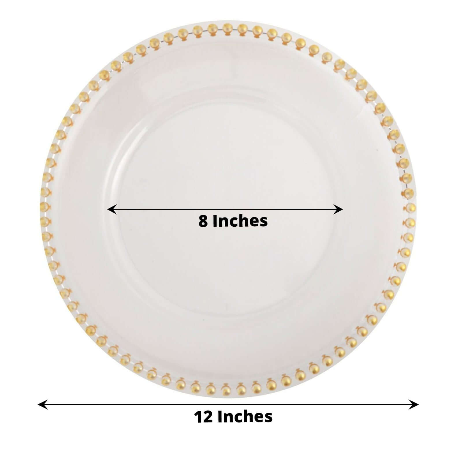 6-Pack Acrylic Charger Plates 13" Round Clear with Gold Beaded Rim - Decorative Dinner Party Serving Plates